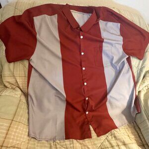 Retro Style Men's Shirt Maroon and Grey 3XL